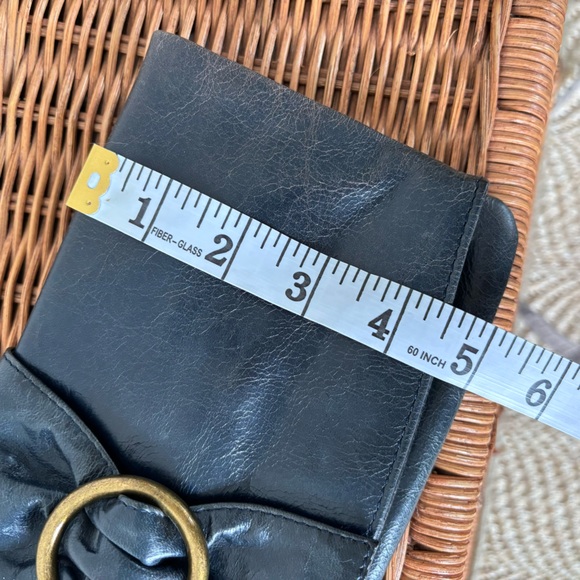 Hobo International Leather Fold Over Bow Clutch Dark Navy - Picture 12 of 16